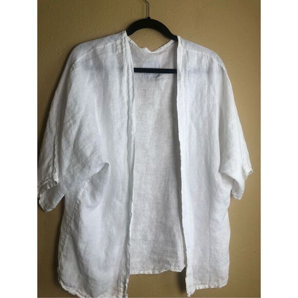 ITALIAN Boho Style 100 Lino Hippie Linen Jacket One size - Picture 5 of 13